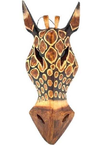 Ahşap Zürafa Mask 25 cm Dekoratif Duvar Dekoru