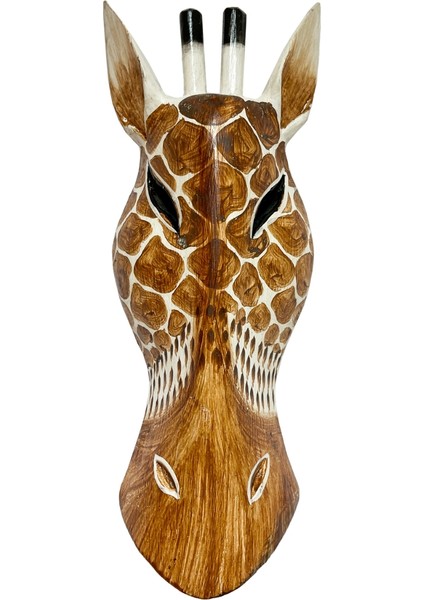 Ahşap Zürafa Mask 25 cm Dekoratif Duvar Dekoru