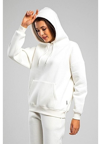 Kadın 3 Iplik Içi Pamuklu Oversize Uzun Kollu Sweatshirt
