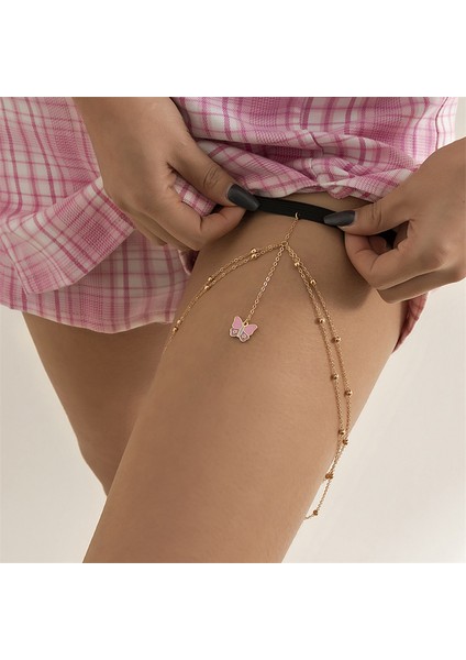 X1383 Kadın Moda Kişilik Uyluk Zinciri Çok Katmanlı Metal Zincir Kadın Kolye Bacak Zinciri Parti Elbise Dekoratif Takı (Yurt Dışından)