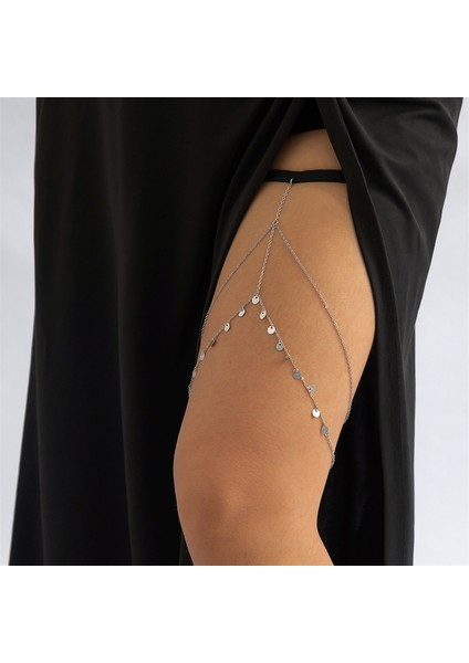 X1373 Kadın Moda Kişilik Uyluk Zinciri Çok Katmanlı Metal Zincir Kadın Kolye Bacak Zinciri Parti Elbise Dekoratif Takı (Yurt Dışından)