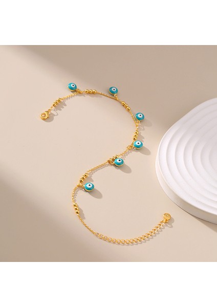 KA0095-1 Moda Renk Yağ Damlası Süreci Şeytan Gözü Şekillendirici 18 K Altın Kaplama Link Zinciri Halhal Kadınlar Için Trend Plaj Takı Aksesuarları (Yurt Dışından) modelleri