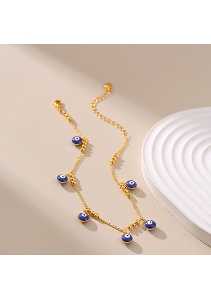 KA0095-1 Moda Renk Yağ Damlası Süreci Şeytan Gözü Şekillendirici 18 K Altın Kaplama Link Zinciri Halhal Kadınlar Için Trend Plaj Takı Aksesuarları (Yurt Dışından) fırsatları