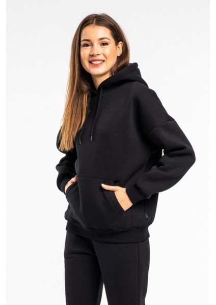 Kadın 3 Iplik Içi Pamuklu Oversize Uzun Kollu Sweatshirt