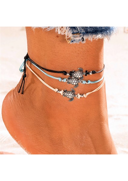 F158 Vintage Deniz Kaplumbağası Starfell Boncuk Halhal Kadınlar Için Yeni Çok Katmanlı Halhal Bacak Bilezik El Yapımı Bohemian Takı (Yurt Dışından) modelleri