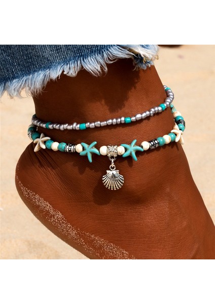 F158 Vintage Deniz Kaplumbağası Starfell Boncuk Halhal Kadınlar Için Yeni Çok Katmanlı Halhal Bacak Bilezik El Yapımı Bohemian Takı (Yurt Dışından) indirimleri