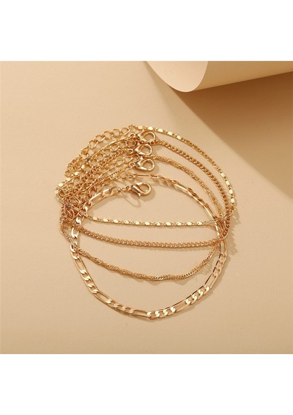 J50093 Modyle Boho Et Altın Renk Halhal Seti Kadınlar Için Çok Katmanlı Zincir Halhal Ayak Bilezik Plaj Halhal Bohemia Takı (Yurt Dışından) indirimleri