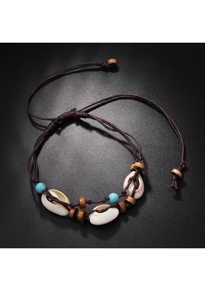 Kabuk Vintage Etnik Ahşap Boncuk Turkuaz Boncuklu Halhal Kadınlar Için El Yapımı Örgülü Ayarlanabilir Çok Katmanlı Kabuk Plaj Ayak Takısı (Yurt Dışından) fiyatları