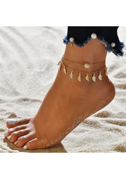 NO.50313 Boyutu Vagzeb Altın Gümüş Renk Vintage Halhal Seti Kadınlar Için Çok Katmanlı Ayarlanabilir Halhal Bilezik Bacak Ayak Plaj Takı (Yurt Dışından) fiyatları