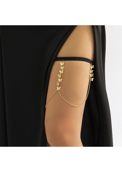 X1372 Kadın Moda Kişilik Uyluk Zinciri Çok Katmanlı Metal Zincir Kadın Kolye Bacak Zinciri Parti Elbise Dekoratif Takı (Yurt Dışından)