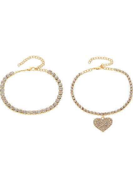 Bbb Charm Bling Rhinestone Kalp Halhal Bilezik Hollow Out Aşk Ayak Zinciri Yaz Plaj Takı Aksesuarları Kadınlar Için (Yurt Dışından)