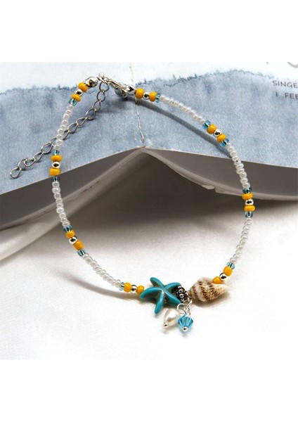 A1-G-SP007-E 1 Adet Boho Denizyıldızı Boncuklu Halhal Kabuklu Moda Kadın Plaj Ayarlanabilir Pirinç Boncuk Ayak Bileği Bilezik Kızlar Yaz Ayak Takı (Yurt Dışından) indirimleri