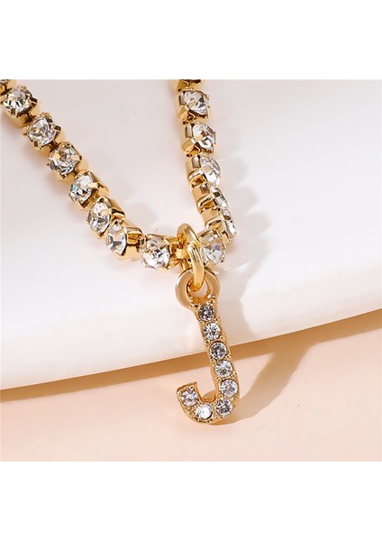 J Yeni Rhinestone A-Z Ilk Harf Infinity Halhal Kadınlar Için Moda Alfabe 26 Harf Bağlantı Halhal Ayak Bacak Bilezik Takı (Yurt Dışından)