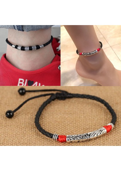Sarı Mens Womens Çift Deri Halat Halhal Ayak Bileği Bilezik Yalınayak Sandal Plaj Ayak Zinciri Ayak Bileği Süsler Ayak Takı (Yurt Dışından) fırsatları