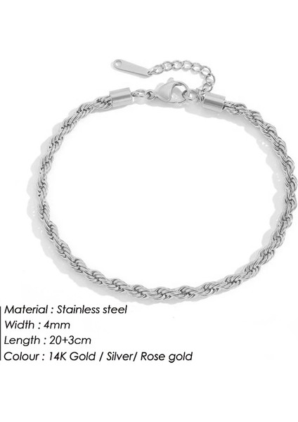 Gümüş Tarzı YF15692 Jujıe 316L Paslanmaz Çelik Bükülmüş Halat Zincir Halhal Kadın Erkek Punk Link Zinciri Ayak Bilezik Takı Drog (Yurt Dışından) indirimleri