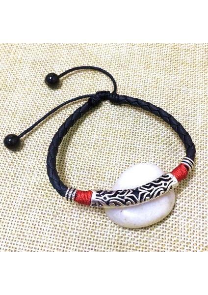 Beyaz Mens Womens Çift Deri Halat Halhal Ayak Bileği Bilezik Yalınayak Sandal Plaj Ayak Zinciri Ayak Bileği Süsler Ayak Takı (Yurt Dışından)