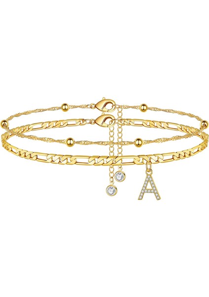 B Kadınlar Için Ayak Bileği Bilezikler 14K Altın Kaplama Zarif Katmanlı Figaro Zincir Cz Ilk Halhal Kadınlar Için Yaz Takısı Hediyeler Genç (Yurt Dışından) fiyatları