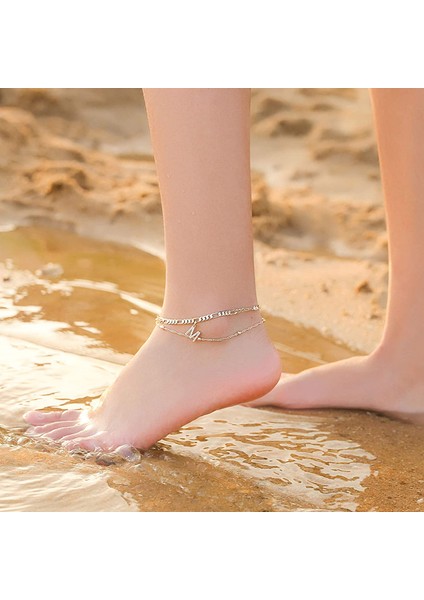 B Kadınlar Için Ayak Bileği Bilezikler 14K Altın Kaplama Zarif Katmanlı Figaro Zincir Cz Ilk Halhal Kadınlar Için Yaz Takısı Hediyeler Genç (Yurt Dışından) indirimleri