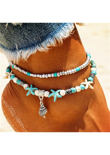 F178 Vintage Coell Boncuk Halhal Kadınlar Için Yeni Çok Katmanlı Halhal Bacak Bilezik El Yapımı Bohemian Takı Sandalet Hediye (Yurt Dışından) fiyatları