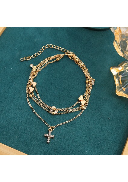 No.34 Boyutu Moda Kristal Çapraz Kalp Halhal Kadınlar Için Yaz Plaj Ayak Bileği Bilezik Yılan Zinciri Bacak Ayak Genç Kız Takısı Aksesuarları (Yurt Dışından) modelleri