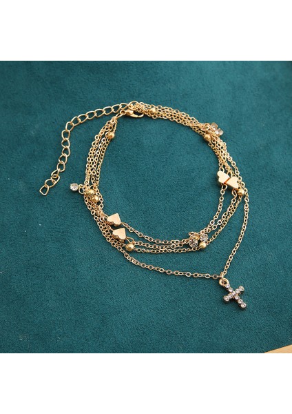 No.34 Boyutu Moda Kristal Çapraz Kalp Halhal Kadınlar Için Yaz Plaj Ayak Bileği Bilezik Yılan Zinciri Bacak Ayak Genç Kız Takısı Aksesuarları (Yurt Dışından) indirimleri