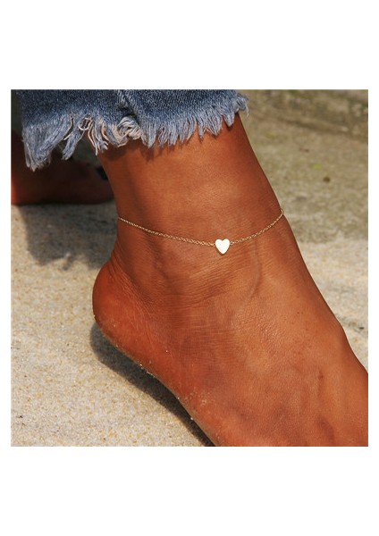 C Basit Kalp Kadın Halhal Yalınayak Tığ Sandalet Ayak Takı Bacak Yeni Halhal Ayak Bileği Bilezik Kadınlar Için Bacak Zinciri (Yurt Dışından)