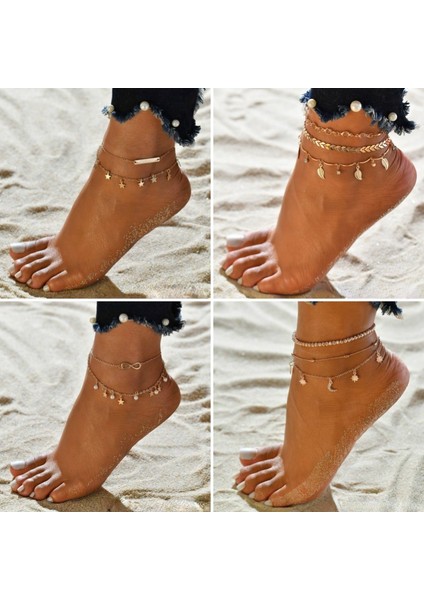 No.1 Boyutu Ummer Plaj Çok Katmanlı Bohemia Kabuk Zincir Halhal Setleri Kadınlar Için Payetler Ayak Bileği Bilezik Bacak Ayak Trendy Takı Hediye (Yurt Dışından) fiyatları