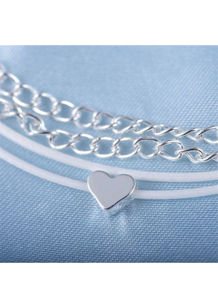 S514JIN3 Bohemian Gümüş Renk Halhal Bilezik Bacak Üzerinde Moda Kalp Kadın Halhal Yalınayak Kadınlar Için Bacak Zinciri Plaj Ayak Mücevher (Yurt Dışından) indirimleri