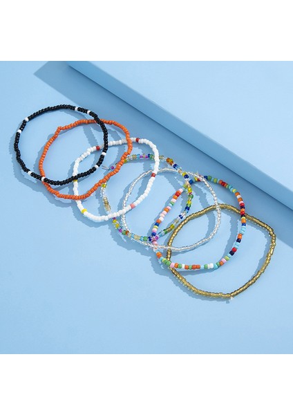 NO.50198 Boyutu Modyle Et Yeni El Yapımı Boncuklu Halhal Bilezikler Gökkuşağı Rengi Elastik Ayak Bileği Bilezik Bacak Üzerinde Ayak Plaj Takı (Yurt Dışından) fırsatları