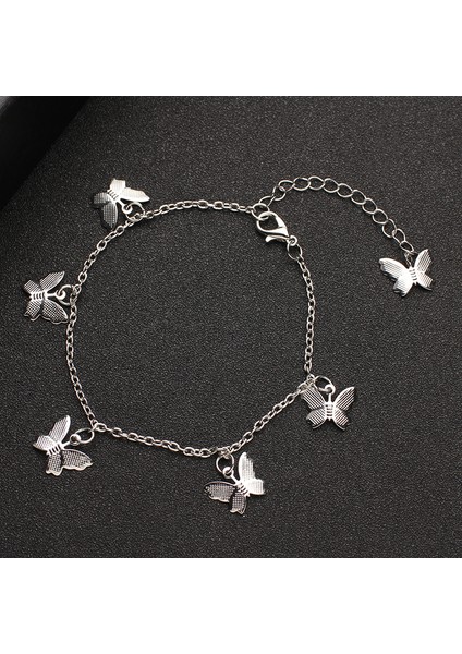 S514YIN5 Bohemian Gümüş Renk Halhal Bilezik Bacak Üzerinde Moda Kalp Kadın Halhal Yalınayak Kadınlar Için Bacak Zinciri Plaj Ayak Mücevher (Yurt Dışından)