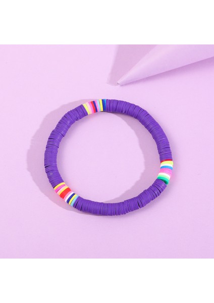 B239-7 Boho Renkli El Yapımı Polimer Kil Disk Boncuk Streç Halhal Kadınlar Için Bohemian Moda Vinil Kayıt Boncuk Halhal Takı (Yurt Dışından)