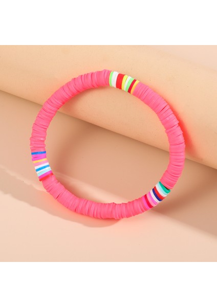 B239-7 Boho Renkli El Yapımı Polimer Kil Disk Boncuk Streç Halhal Kadınlar Için Bohemian Moda Vinil Kayıt Boncuk Halhal Takı (Yurt Dışından) modelleri