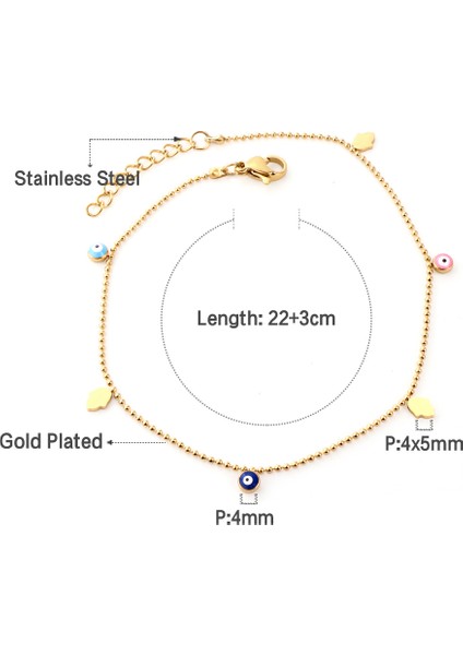 AN11300AG Asonsteel Paslanmaz Çelik Zincir Halhal Bilezikler Karışık Renkli Türkiye Nazar Yuvarlak Top Boncuk Kadınlar Için Plaj Yaz Bacak Takı (Yurt Dışından) fiyatları