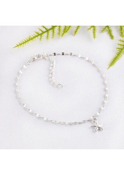 Gümüş Yeni Moda Denizyıldızı Kadın Halhal Yalınayak Sandalet Ayak Takı Bacak Yeni Halhal Ayak Bileği Bilezik Kadın Bacak Zinciri Hediyeler (Yurt Dışından)