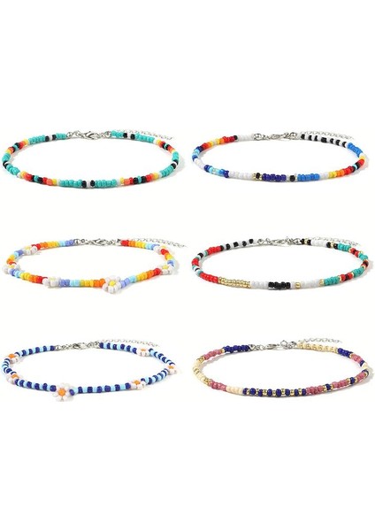 No.4 Boyutu Coxeer Reaktif Boncuklu Halhal Moda Çiçek Dekor Bohem Tarzı Plaj Halhal Charm Takı Aksesuarları Kadın Kızlar Için (Yurt Dışından) fiyatları