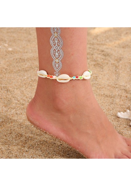 NO.4985 Boyutu Yaz Deniz Kabuğu Halhal Ayak Bileği Bilezikler Kadınlar Için Charms Tarak Deniz Kabuğu Halhal Bilezik Bacak Üzerinde Kadın Zinciri Ayak (Yurt Dışından)