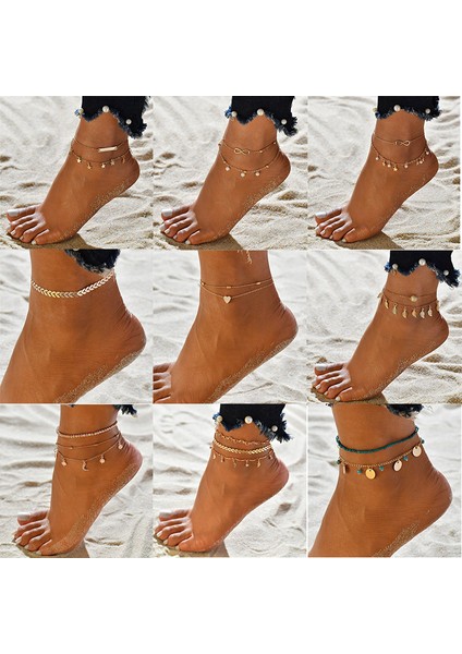 S013JIN Bohemia Boncuk Ayak Bileği Bilezik Kadınlar Için Bacak Zinciri Yuvarlak Püskül Halhal Vintage Ayak Takı Aksesuarları (Yurt Dışından) modelleri