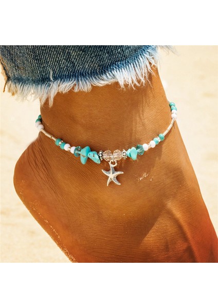 F177 Moda Deniz Kaplumbağaları Inci Denizyıldızı Dalga Kalp Charms Bilezik Halhal Kadınlar Için Bohemian Yaz Ayak Zinciri Takı Hediyeler (Yurt Dışından) fırsatları