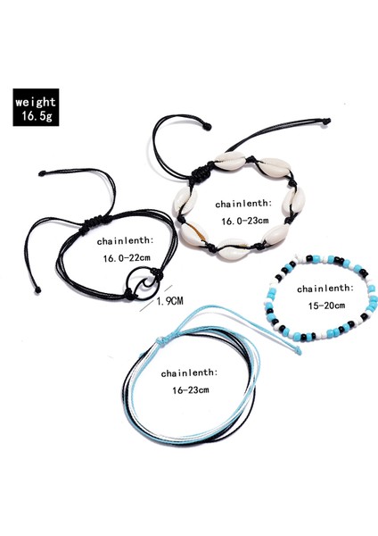 No.34 Boyutu Bohemia Siyah Dalgalar Ayak Bileği Bilezik Seti Kadınlar Için Kabuk Pirinç Boncuk Zincir Ayak Halhal Kadın Boho Yaz Takısı (Yurt Dışından) modelleri