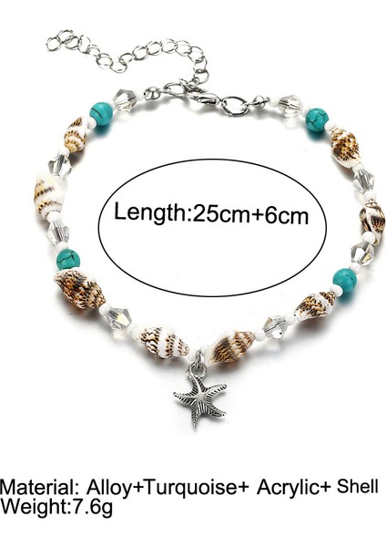 B Yeni Düzensiz Turkuaz Halhal Kadınlar Için Yaz Plaj Yıldız Kolye Ayak Zinciri Kız Ayak Bileği Bilezik Aksesuarları Arkadaş Hediye (Yurt Dışından) modelleri