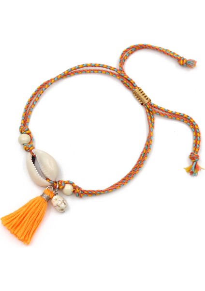 D1761C Halhal Kadınlar Için Ayak Takısı Boho El Yapımı Püskül Kabuk Ayarlanabilir Halat Zincir Ayak Bileği Bilezik Bacak Plaj Sandaletleri Aksesuarları (Yurt Dışından)