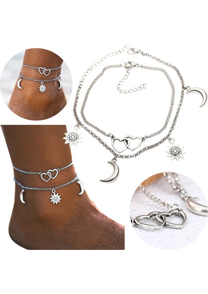 L Boyutu Vintage Halhal Ayak Zinciri Ayak Bileği Yaz Bilezik Charm Sandalet Yalınayak Plaj Boho Ayak Gelin Takı Kadın Bacak Ayak Takı (Yurt Dışından) fırsatları