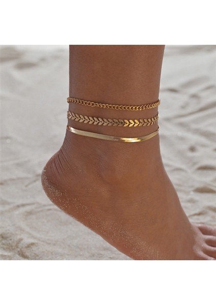 NO.50287 Boyutu Letapı Iki Katmanlar Zincir Kalp Tarzı Altın Gümüş Renk Halhal Kadın Bilezikler Yaz Yalınayak Sandalet Takı Ayak Bacak Üzerinde (Yurt Dışından)