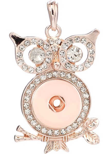 No.7 Boyutu Yeni Yapış Kolye Kolye Rhinestone Metal Baykuş Kolye Fit Snap Düğmesi Moda Yapış Takı Baykuş Kolye (Yurt Dışından)