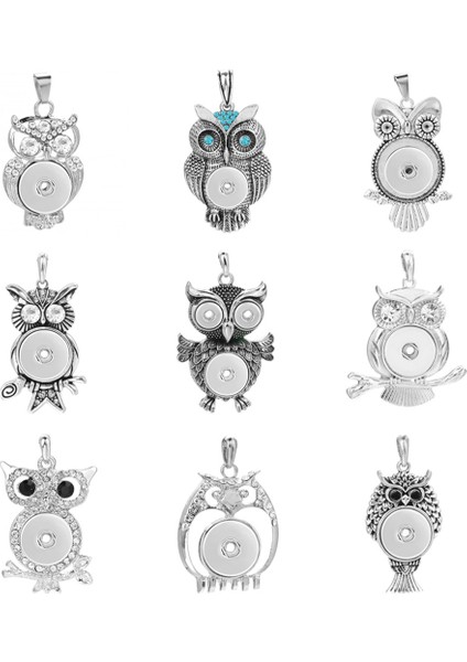 No.7 Boyutu Yeni Yapış Kolye Kolye Rhinestone Metal Baykuş Kolye Fit Snap Düğmesi Moda Yapış Takı Baykuş Kolye (Yurt Dışından)