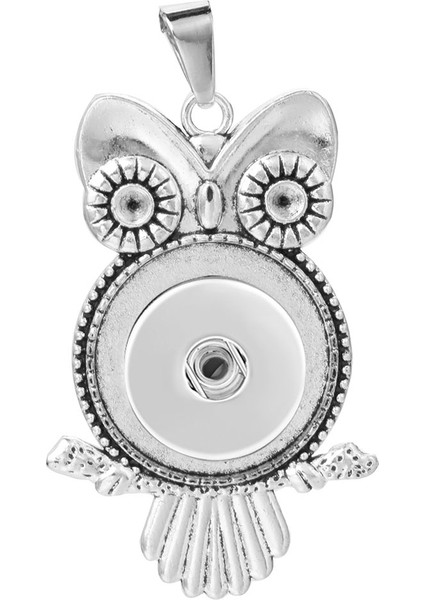 No.7 Boyutu Yeni Yapış Kolye Kolye Rhinestone Metal Baykuş Kolye Fit Snap Düğmesi Moda Yapış Takı Baykuş Kolye (Yurt Dışından)