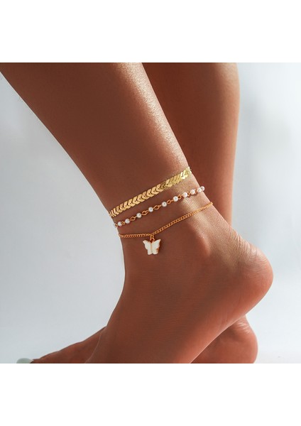 NO.4094 Boyutu Altın Gümüş Renk Çok Katmanlı Metal Zincir Kadınlar Için Girlg Rhinestone Ayak Bileği Plaj Takı Ayak Bilezik Halhal Hediyeler (Yurt Dışından) fırsatları