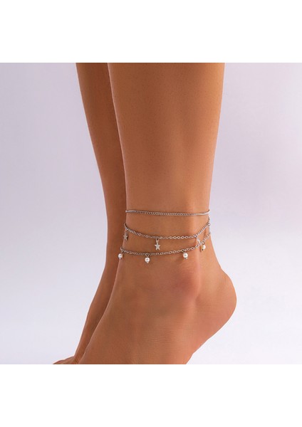 NO.4094 Boyutu Altın Gümüş Renk Çok Katmanlı Metal Zincir Kadınlar Için Girlg Rhinestone Ayak Bileği Plaj Takı Ayak Bilezik Halhal Hediyeler (Yurt Dışından) indirimleri