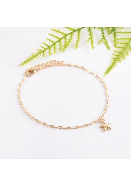 Altın Yeni Moda Denizyıldızı Kadın Halhal Yalınayak Sandalet Ayak Takı Bacak Yeni Halhal Ayak Bileği Bilezik Kadın Bacak Zinciri Hediyeler (Yurt Dışından)