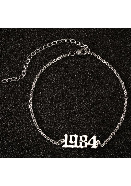 Altın Tarzı NO.1985 Boyutu Paslanmaz Çelik Doğum Yılı Ilk Ayak Bileği Bilezik Eski Ingilizce Halhal Kadın Erkek Yıl Numarası Halhal Bacak Zinciri (Yurt Dışından) modelleri